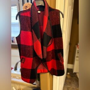 Red and Black Plaid Vest